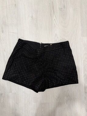 Alice + Olivia Black High-Waist Studded Dress Shorts
